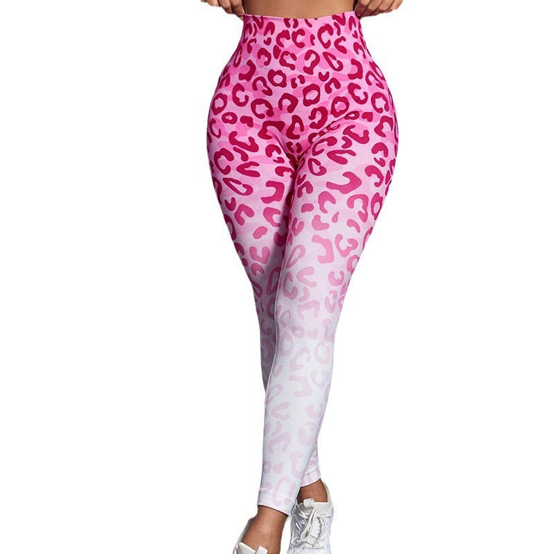 Seamless Cheetah Yoga Pants Tight High Waist Hip Lifting Female