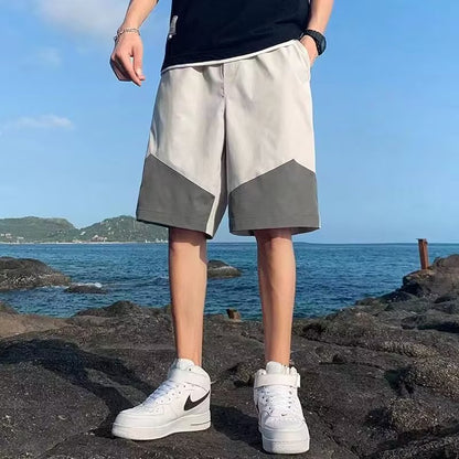 Hong Kong Style Japanese Style Workwear Shorts Men's Casual Loose And Simple Artistic Fifth Pants