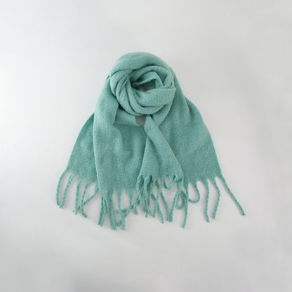 All-match Soft Glutinous Solid Color Cashmere-like Tassel Scarf For Women