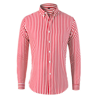 Men's Korean Style Striped Shirt Long Sleeve