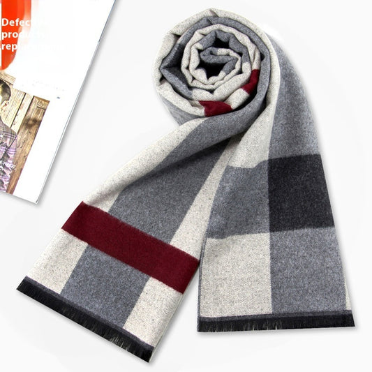 New Men's Winter Warm Cashmere-like Striped Business Scarf For Young People